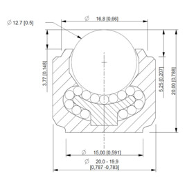 Kugelrolle, 12.7 mm, für Einbaumontage, Omnitrack