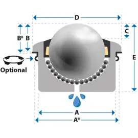 Kogelrol (kogelpot), 12 mm, met flens M12