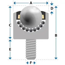 Kogelrol (kogelpot), 12 mm voor zware belasting MSP10